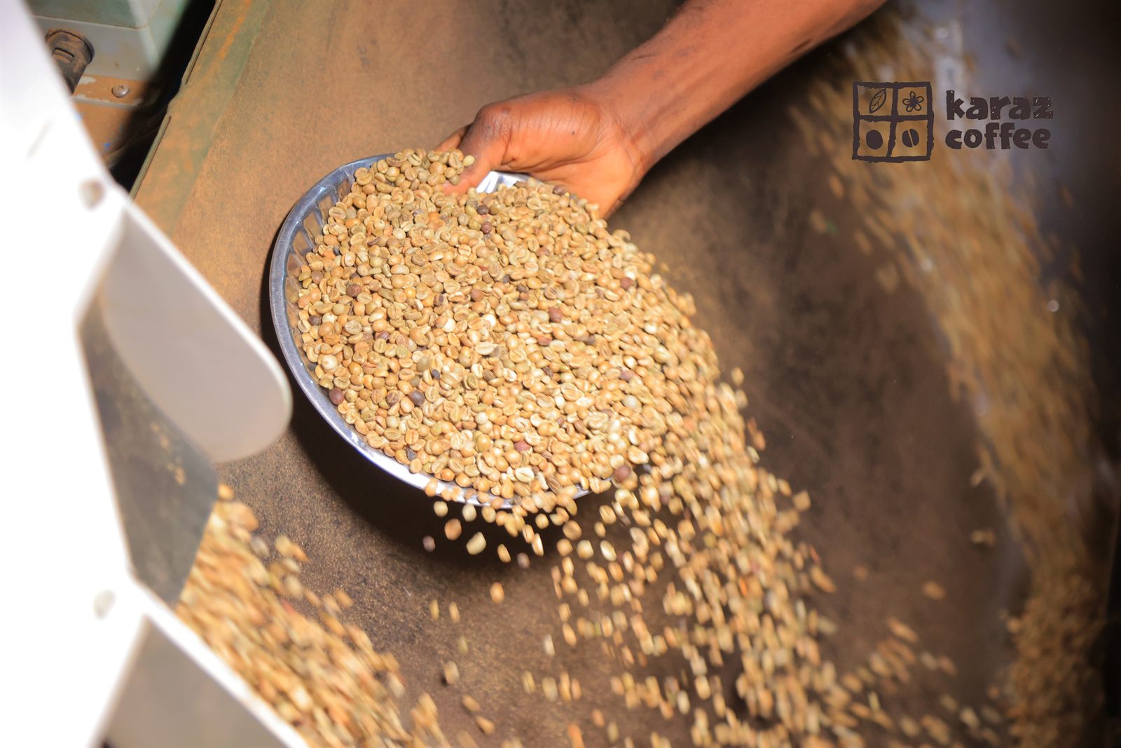 Checking coffee moisture at the Karaz Coffee Factory